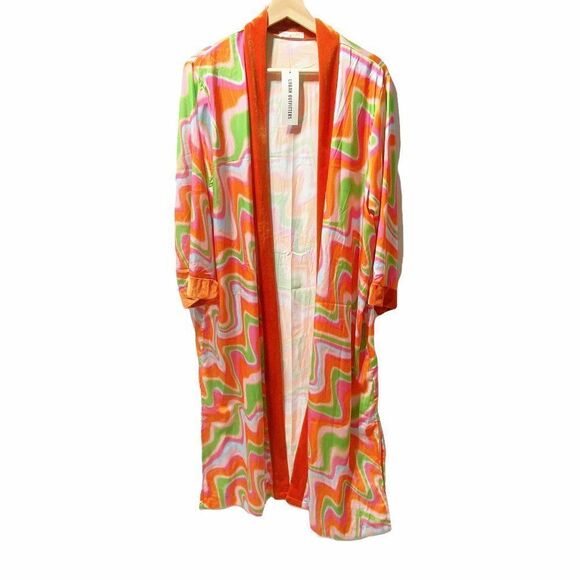 URBAN OUTFITTERS Livie Printed Robe In Orange - Picture 3 of 5